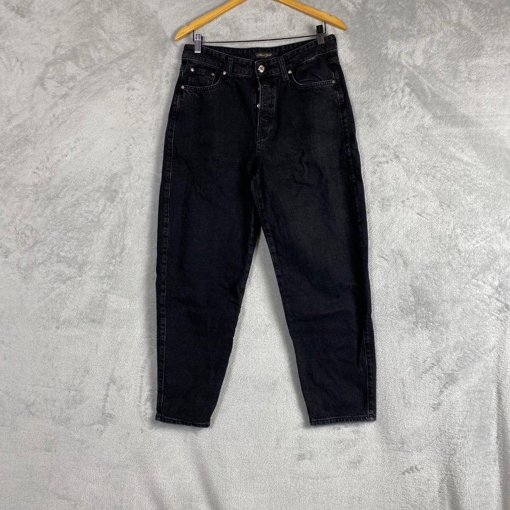 Mavi Gold Lila High Rise‎ Mom Jeans Washed Black 100% Cotton Tapered Leg Denim